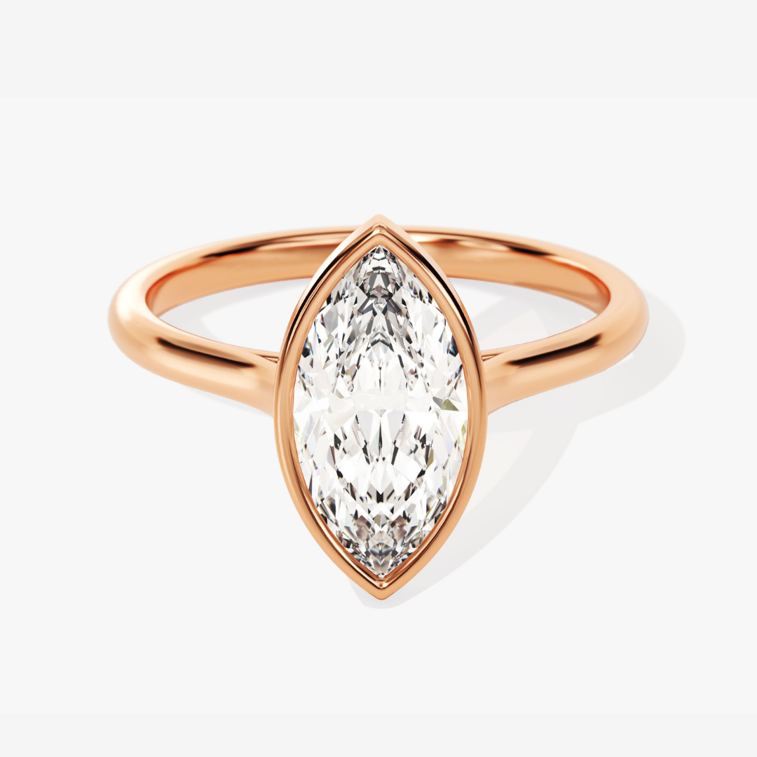 Marquise Cut Bezel Moissanite Engagement Ring