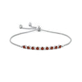Round Garnet and Moissanite Adjustable Tennis Bolo Bracelet