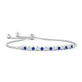 Adjustable Fit Lab Sapphire and Moissanite Bezel Tennis Bolo Bracelet