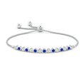 Adjustable Fit Lab Sapphire and Moissanite Bezel Tennis Bolo Bracelet