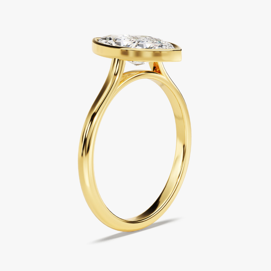 Marquise Cut Bezel Moissanite Engagement Ring