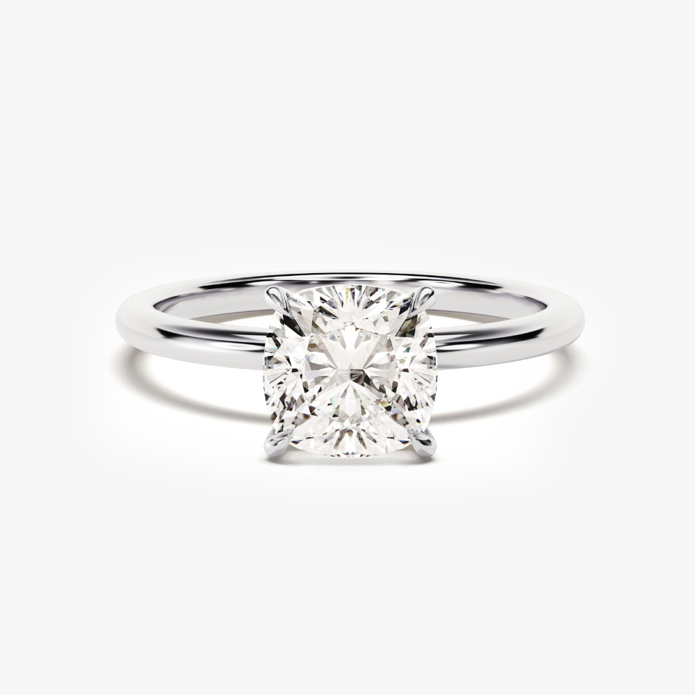 4-Prong Cushion Cut Moissanite Engagement Ring-3