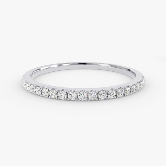 Sterling Silver 4-Prong Moissanite Half Eternity Wedding Band