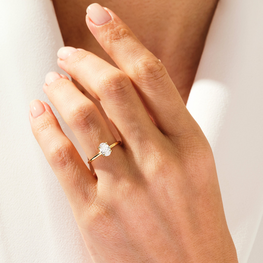 4-Prong Oval Cut with Hidden Halo Moissanite Engagement Ring