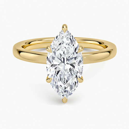 6-Prong Marquise Cut with Hidden Halo Moissanite Engagement Ring