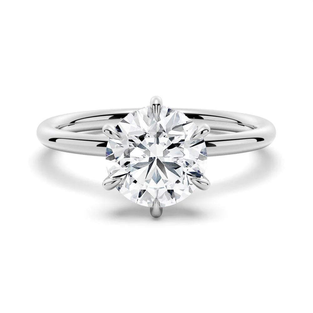 6-Prong Solitaire Round Cut with Hidden Halo Moissanite Engagement Ring