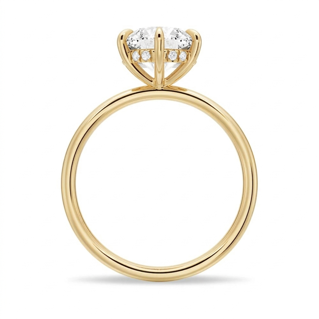 6-Prong Solitaire Round Cut with Hidden Halo Moissanite Engagement Ring