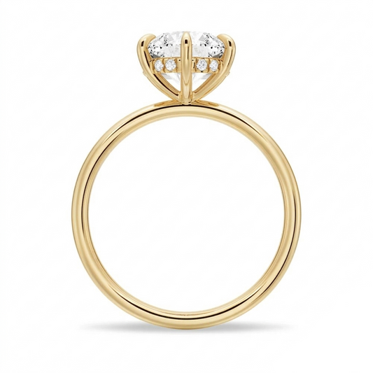 6-Prong Solitaire Round Cut with Hidden Halo Moissanite Engagement Ring