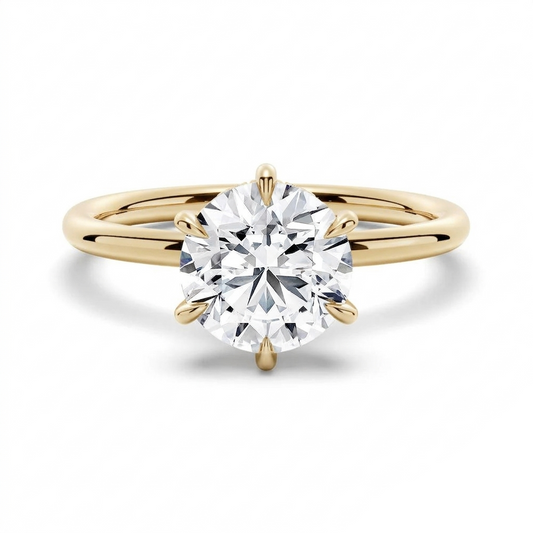 6-Prong Solitaire Round Cut with Hidden Halo Moissanite Engagement Ring