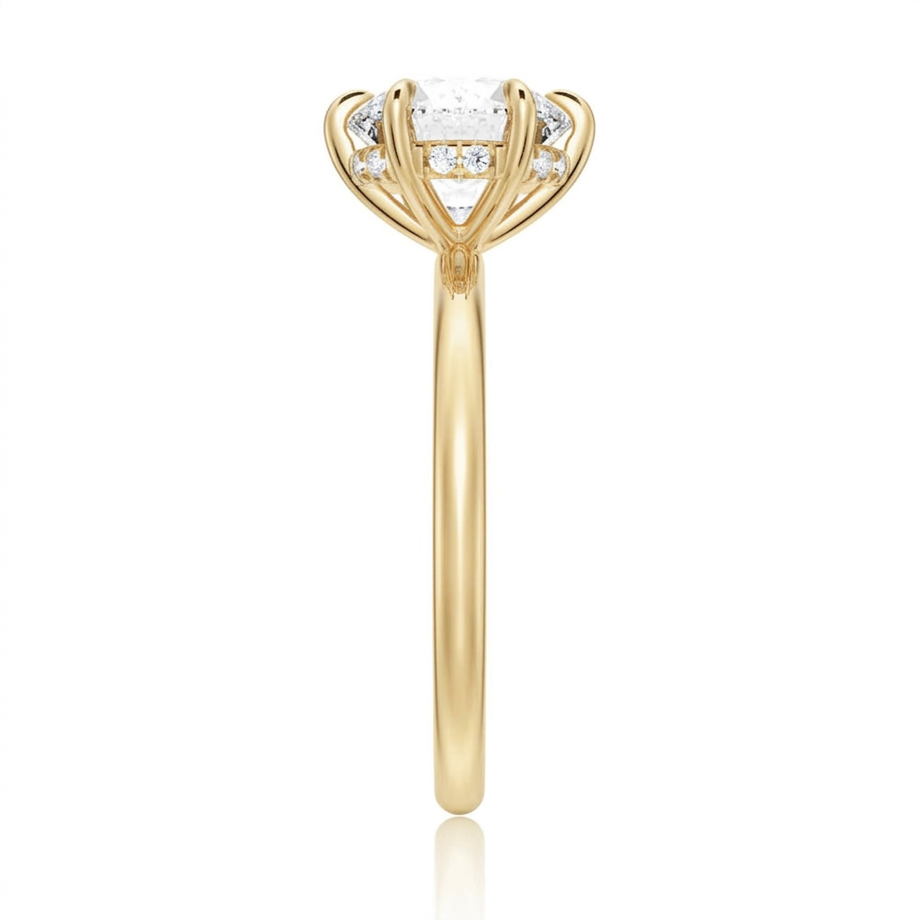 6-Prong Solitaire Round Cut with Hidden Halo Moissanite Engagement Ring