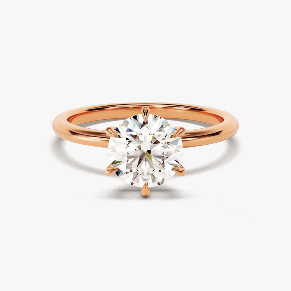 6-Prong Solitaire Round Cut Moissanite Engagement Ring