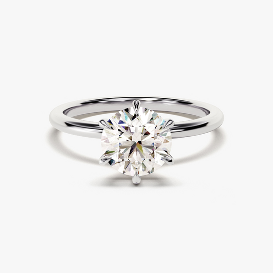 6-Prong Solitaire Round Cut Moissanite Engagement Ring