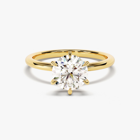 6-Prong Solitaire Round Cut Moissanite Engagement Ring