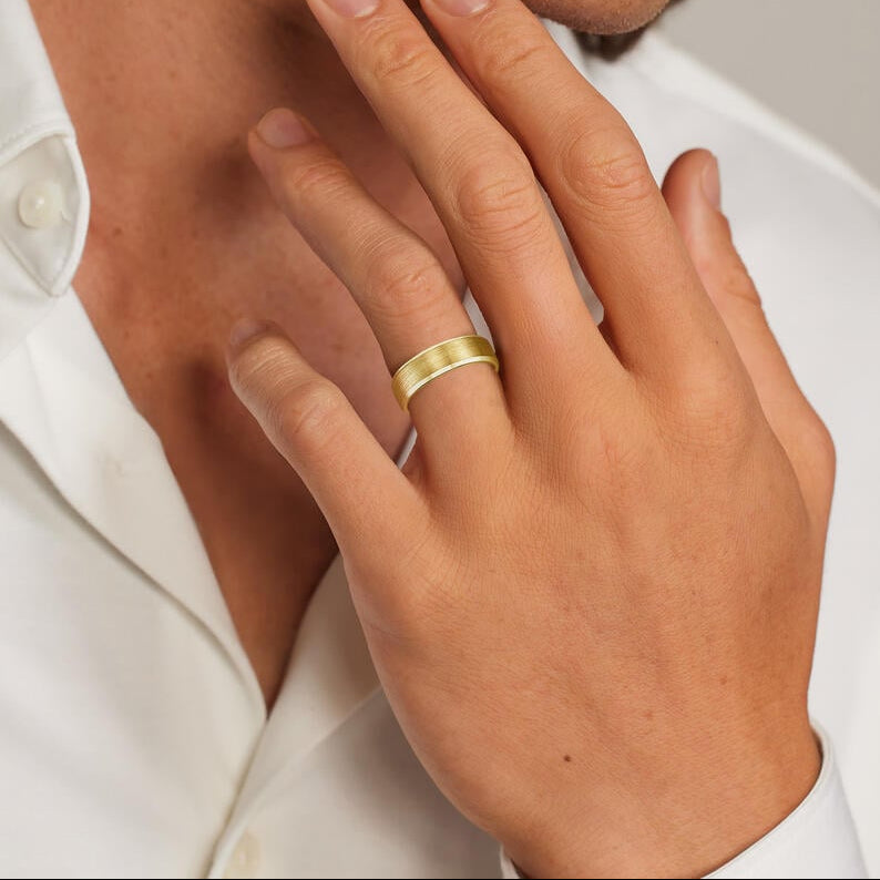 6.5 mm Bevelled Edges Men’s Matte Wedding Band