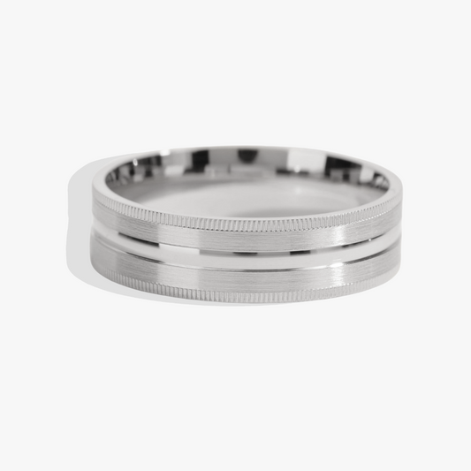 6mm Matte Brushed Milgrain Men's Wedding Band