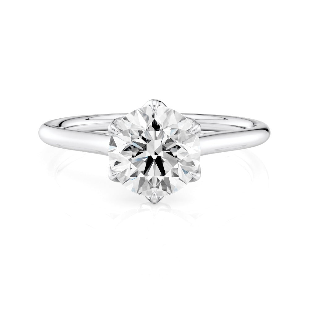 Custom Ring-6 Prong Round Cut Petal Solitaire Moissanite Engagement Ring