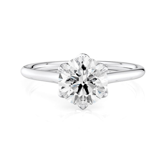 Custom Ring-6 Prong Round Cut Petal Solitaire Moissanite Engagement Ring