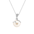Load image into Gallery viewer, 8mm Freshwater Pearl Spiral Drop Necklace with Moissanite Sparkle
