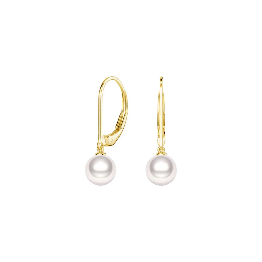 8mm Freshwater Cultured Pearl Leverback Drop Earrings