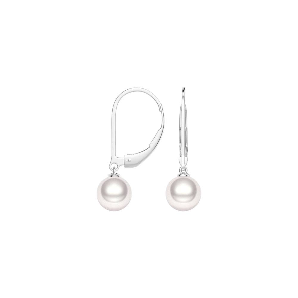 8mm Freshwater Cultured Pearl Leverback Drop Earrings