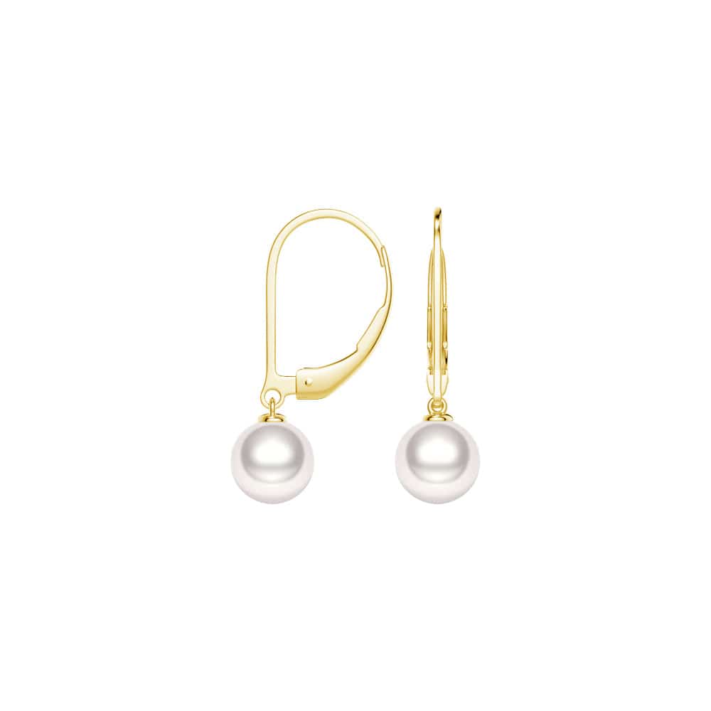 8mm Freshwater Cultured Pearl Leverback Drop Earrings
