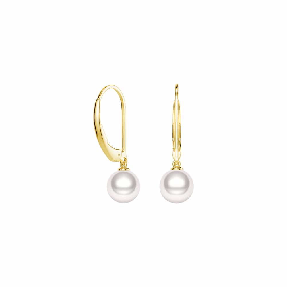 8mm Freshwater Cultured Pearl Leverback Drop Earrings