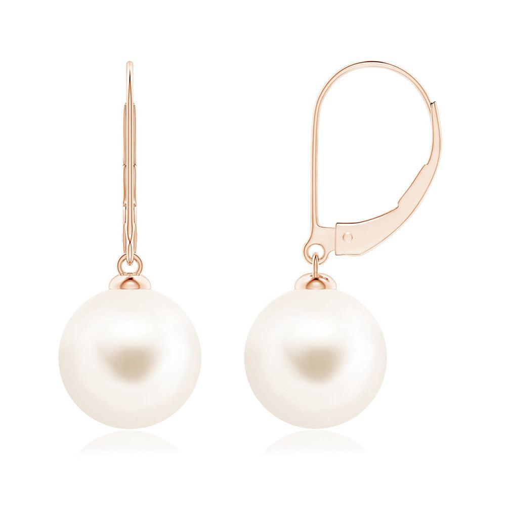 8mm Freshwater Cultured Pearl Leverback Drop Earrings