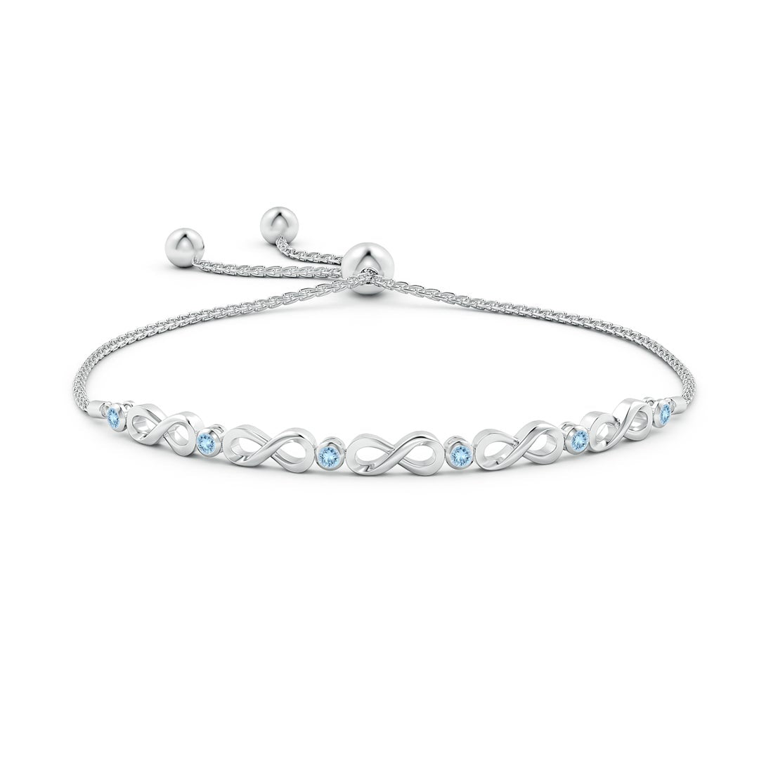 Adjustable Aquamarine Bezel-Set Infinity Bolo Bracelet
