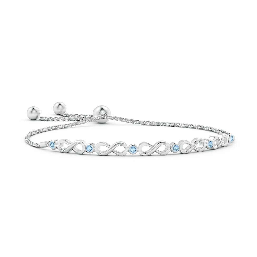 Adjustable Aquamarine Bezel-Set Infinity Bolo Bracelet