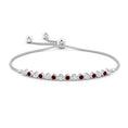 Adjustable Fit Lab Ruby and Moissanite Bezel Tennis Bolo Bracelet
