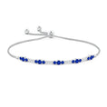 Adjustable Round Lab-created Sapphire and Moissanite Trio Tennis Bolo Bracelet