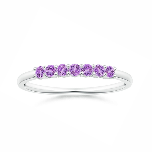 Amethyst Seven Stone Half Eternity Wedding Band