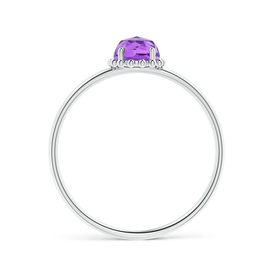 Amethyst Solitaire with Beaded Halo Promise Ring – 1.6 mm
