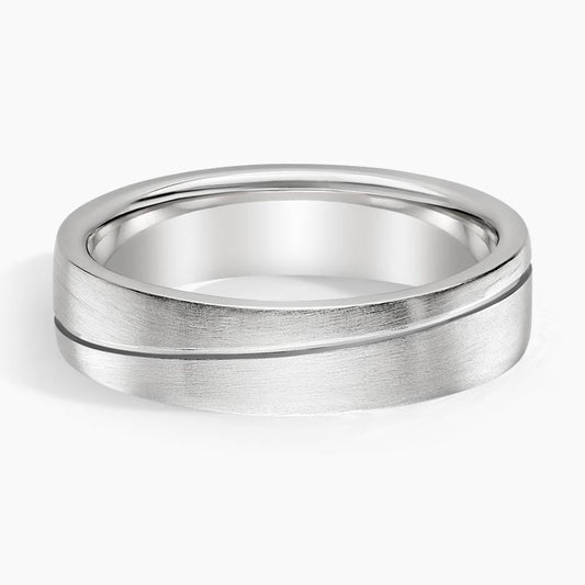 5.5 mm Angled Groove Matte Men’s Wedding Band