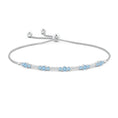 Adjustable Aquamarine and Moissanite Trio Bolo Bracelet
