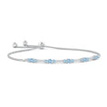 Adjustable Aquamarine and Moissanite Trio Bolo Bracelet