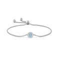 Aquamarine with Moissanite Circle Halo Bolo Bracelet