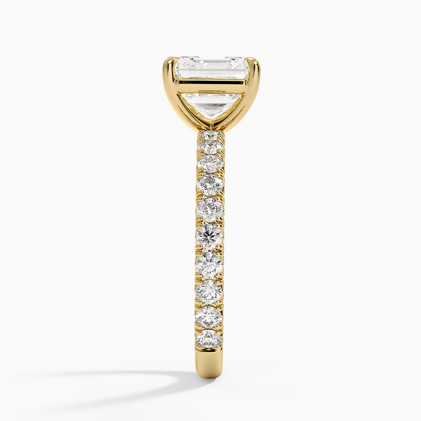 Asscher Cut French Pavé Flush-Fit Moissanite Engagement Ring