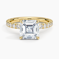Asscher Cut French Pavé Flush-Fit Moissanite Engagement Ring