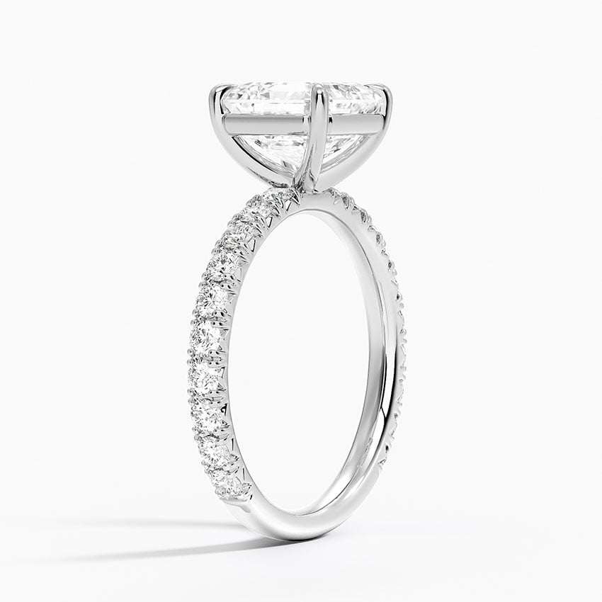Asscher Cut French Pavé Flush-Fit Moissanite Engagement Ring