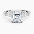 Asscher Cut French Pavé Flush-Fit Moissanite Engagement Ring