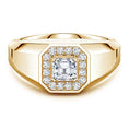 Asscher-Cut Moissanite Halo Octagon Men's Signet Ring