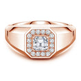 Asscher-Cut Moissanite Halo Octagon Men's Signet Ring