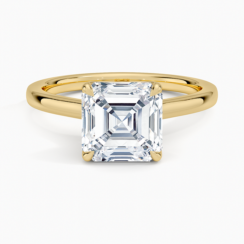 Asscher Cut Petal Prong Solitaire Moissanite Engagement Ring