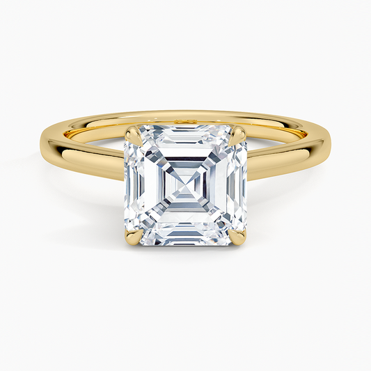 Asscher Cut Petal Prong Solitaire Moissanite Engagement Ring