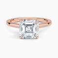 Asscher Cut Petal Prong Solitaire Moissanite Engagement Ring