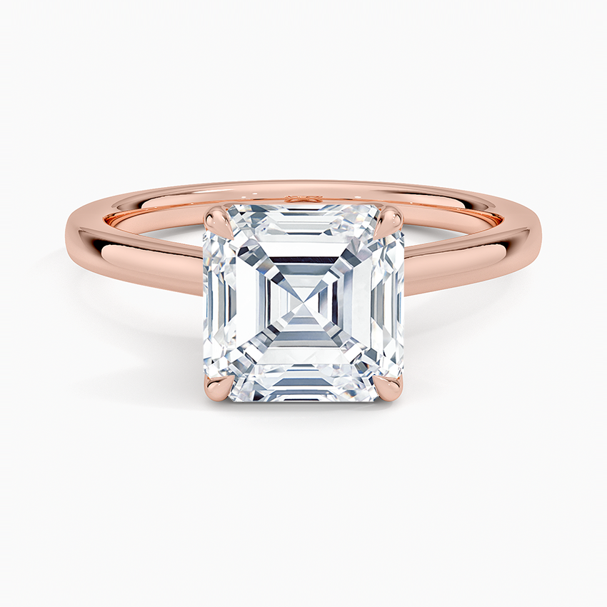 Asscher Cut Petal Prong Solitaire Moissanite Engagement Ring