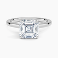 Asscher Cut Petal Prong Solitaire Moissanite Engagement Ring