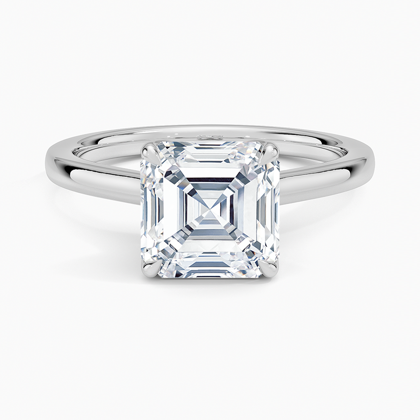 Asscher Cut Petal Prong Solitaire Moissanite Engagement Ring