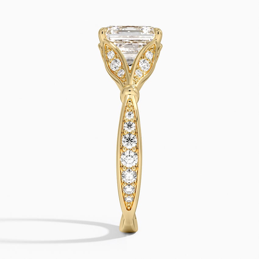 Asscher Moissanite Floral Openwork Cathedral Engagement Ring